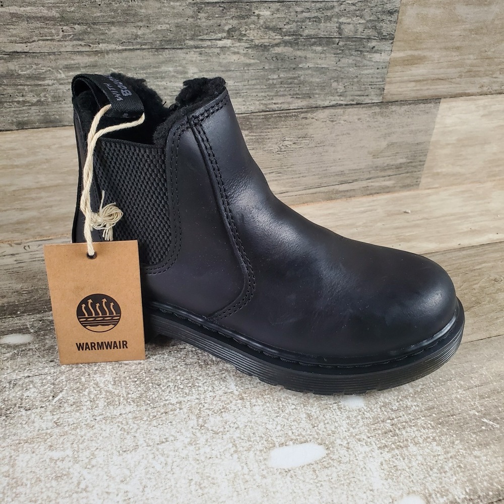 Dr. Martens 2976 Leonore Mono Kids Chelsea‎ Boots Sz 1 Black Mid Top Side Zipper